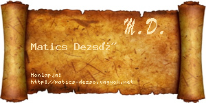 Matics Dezső névjegykártya