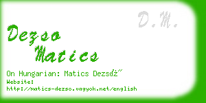 dezso matics business card